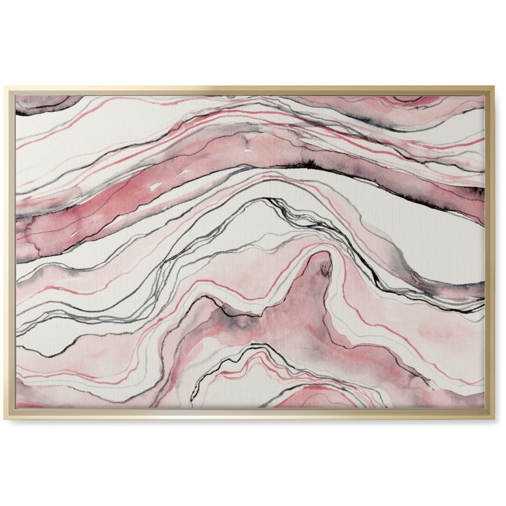 Marbled Watercolor Stone - Pink Wall Art, Gold, Single piece, Canvas, 20x30, Pink