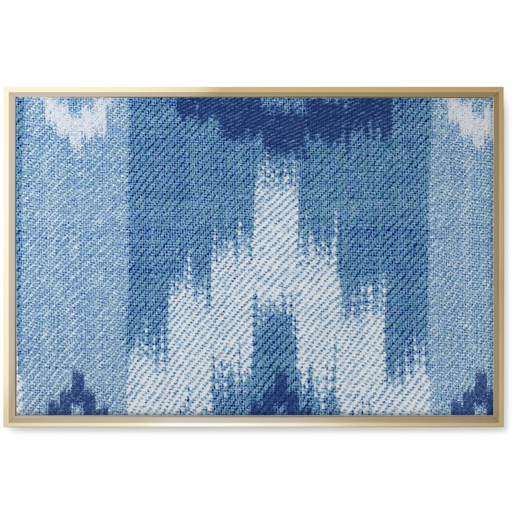 Blue Ikat Wall Art, Gold, Single piece, Canvas, 20x30, Blue, True Blue