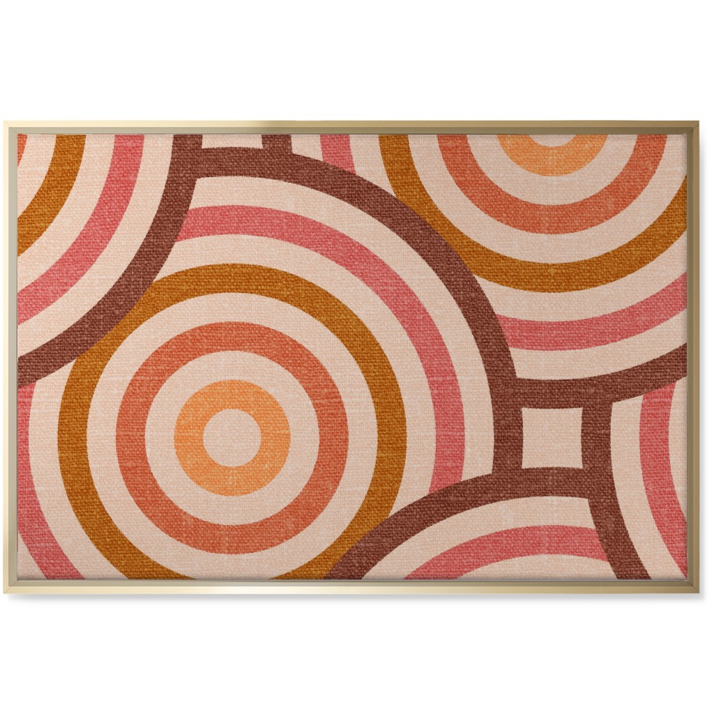 Retro Circles - Warm Wall Art, Gold, Single piece, Canvas, 24x36, Pink, Bright Pink