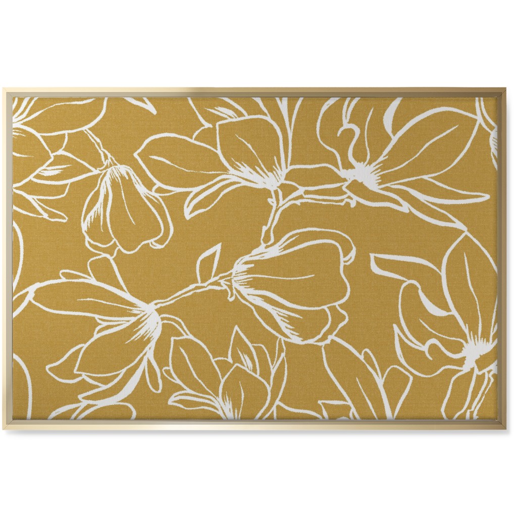 Magnolia Garden Wall Art, Gold, Single piece, Canvas, 24x36, Brown