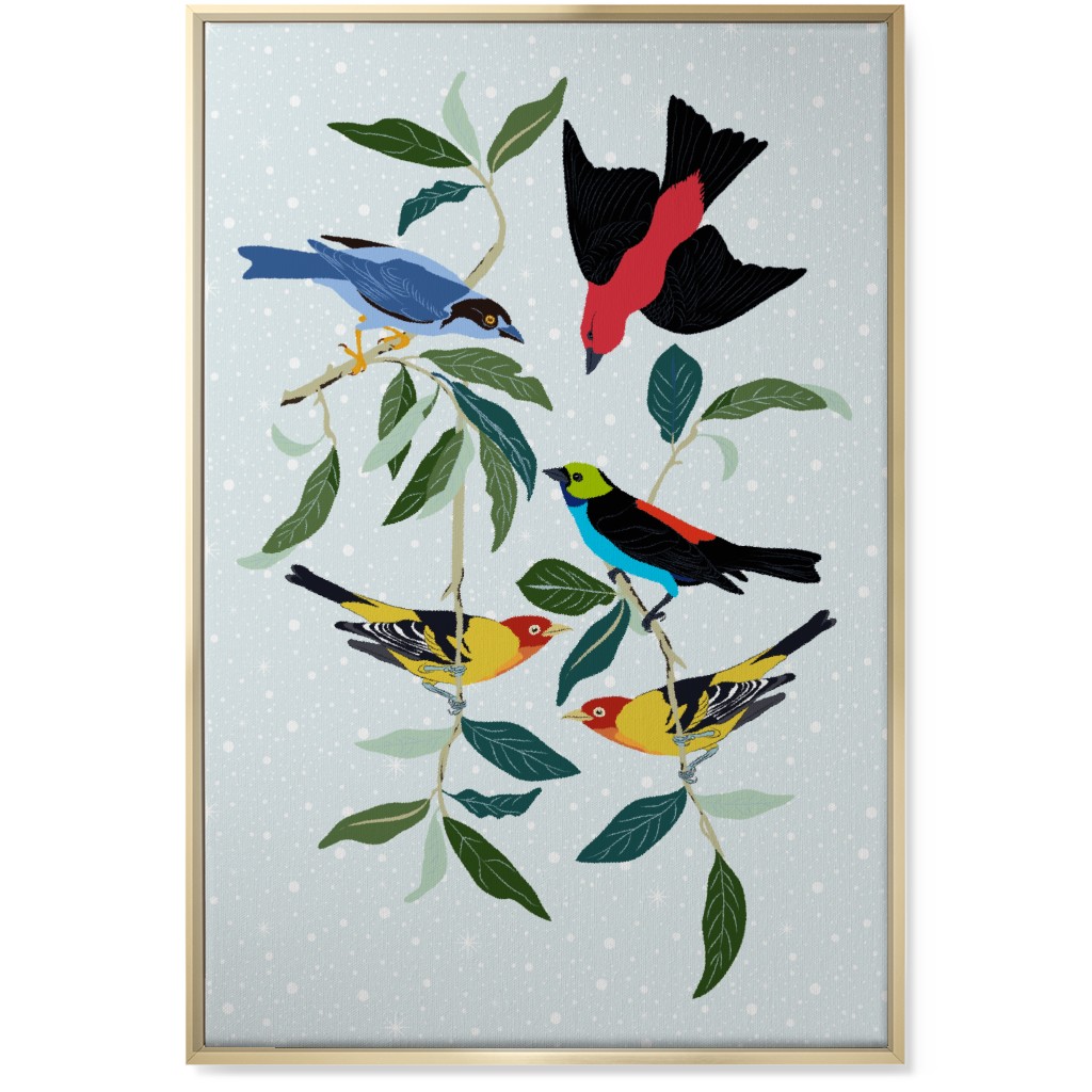 Colorful World of Tanagers Wall Art, Gold, Single piece, Canvas, 24x36, Multicolor