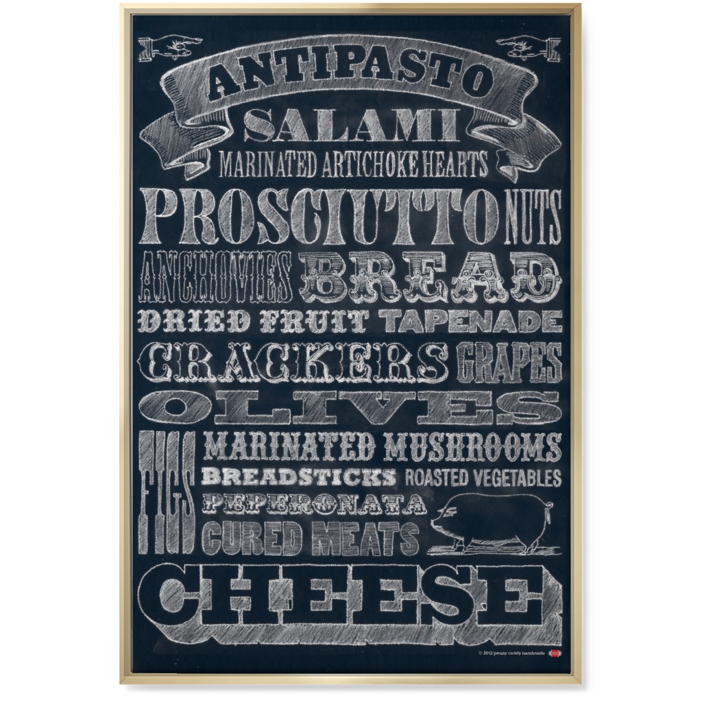 Antipasto - Black & White Wall Art, Gold, Single piece, Canvas, 24x36, Black, Black