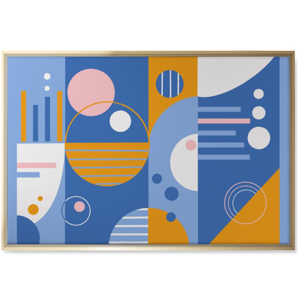 Abstract Playground - Multi Wall Art, Gold, Single piece, Canvas, 24x36, Blue, True Blue