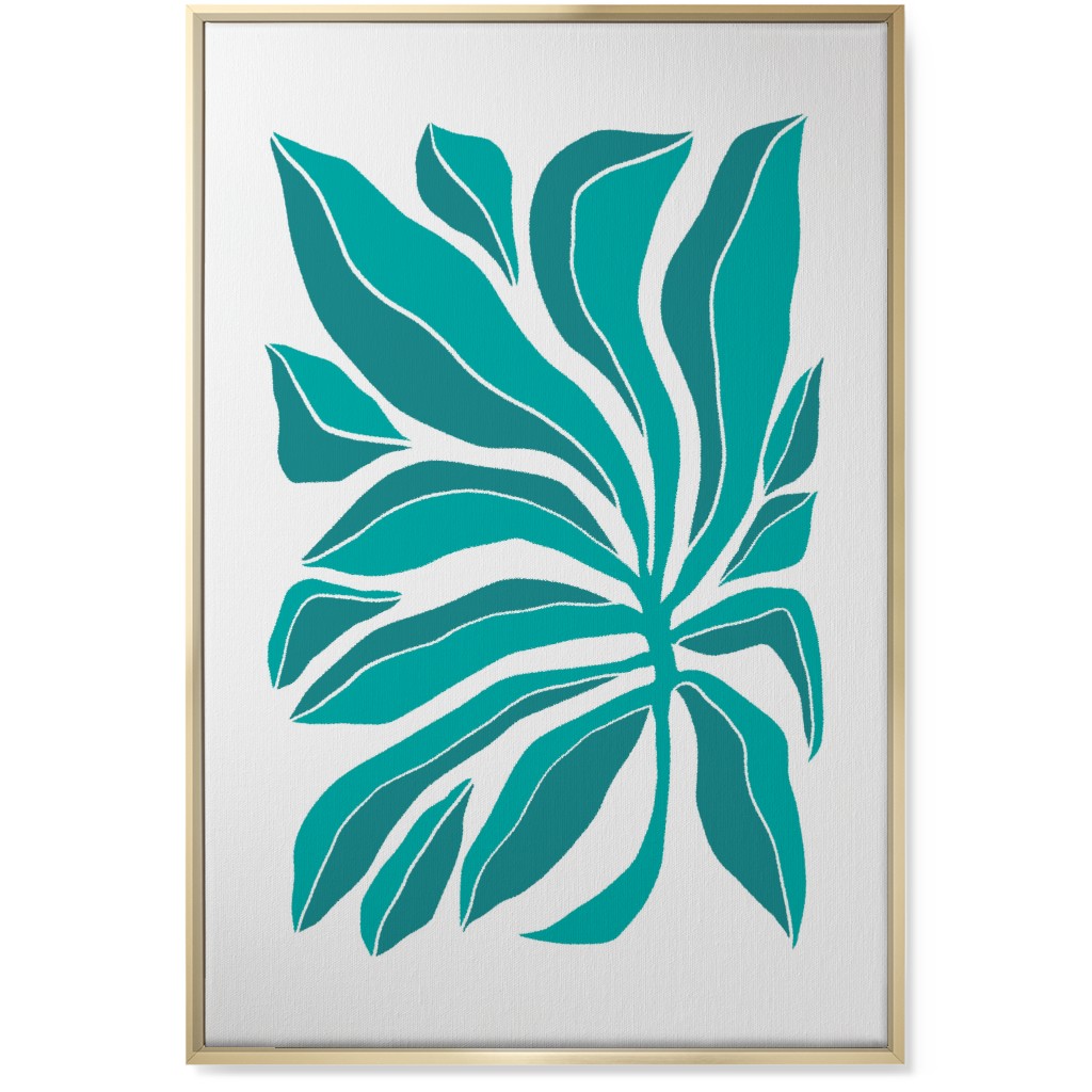 Minimalist Block Botanical Palm Leaves - Green Wall Art, Gold, Single piece, Canvas, 24x36, Green
