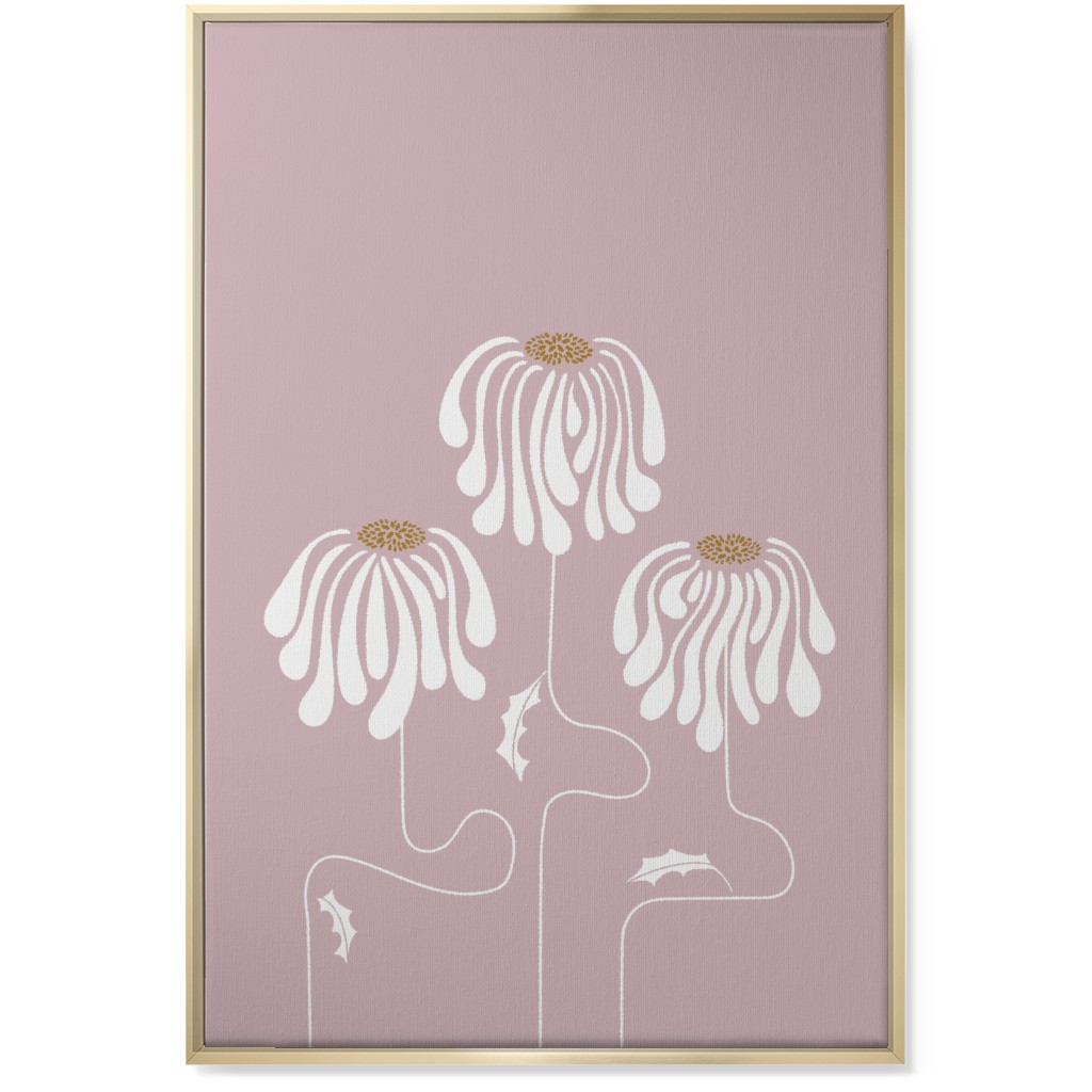 Mod Lazy Daisies Wall Art, Gold, Single piece, Canvas, 24x36, Pink, Whisper