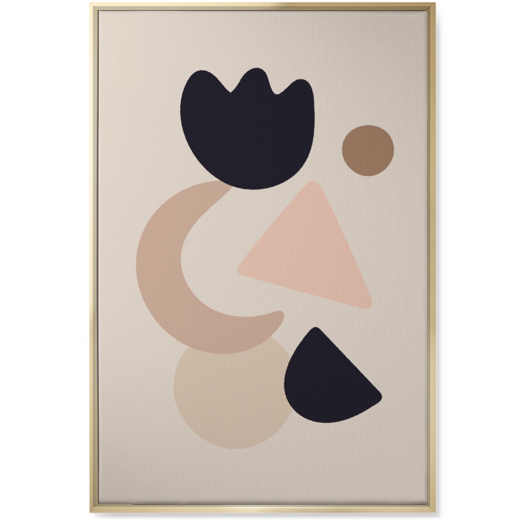 Abstract Shape Collage - Neutral Wall Art, Gold, Single piece, Canvas, 24x36, Beige, Pearl