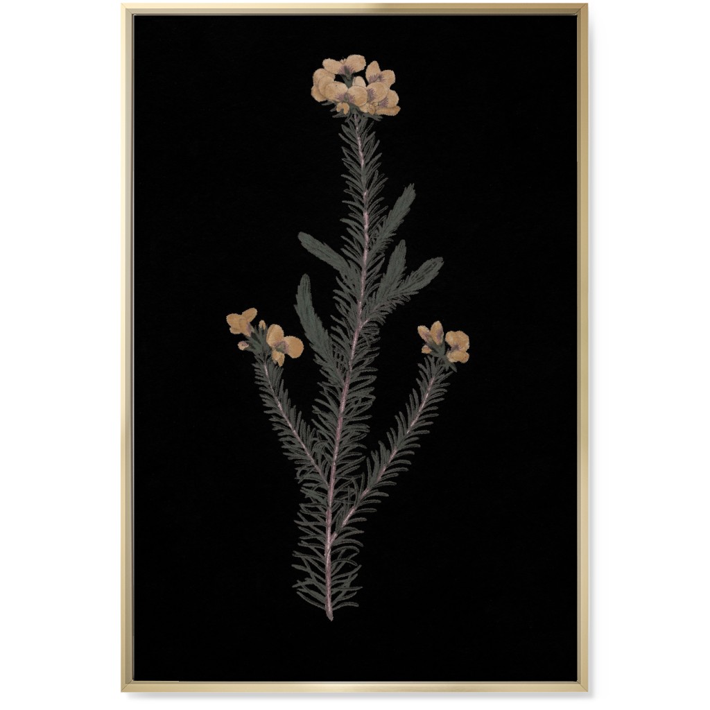 Midnight Botanical - Black and Green Wall Art, Gold, Single piece, Canvas, 24x36, Black