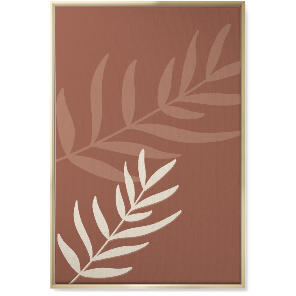 Fern Leaves in Neutral Earth Tones Wall Art, Gold, Single piece, Canvas, 24x36, Red