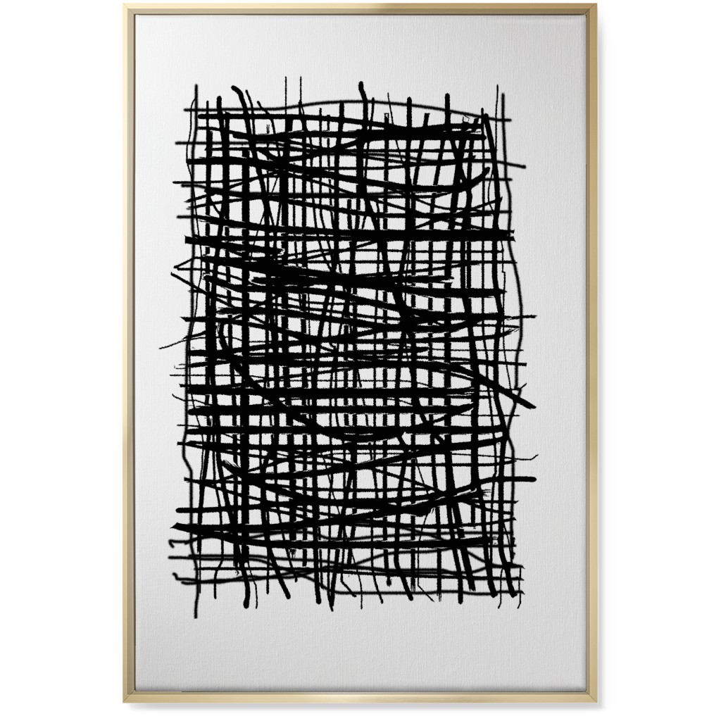 Woven Abstraction - Black on White Wall Art, Gold, Single piece, Canvas, 24x36, Black