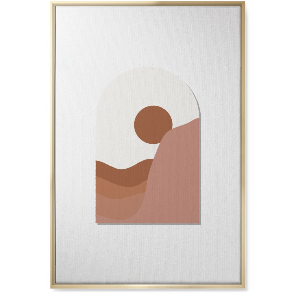 Abstract Desert Landscape in Window Daylight Wall Art, Gold, Single piece, Canvas, 24x36, Pink