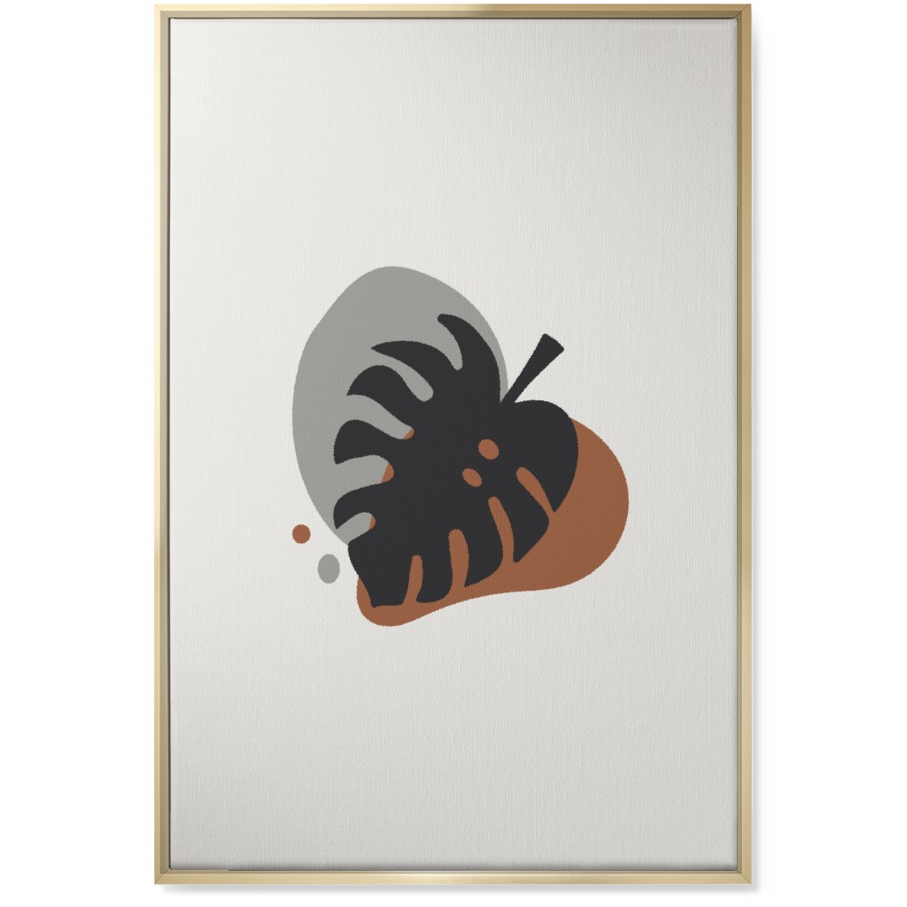 Shapes and Fern Leaf Iv Wall Art, Gold, Single piece, Canvas, 24x36, Brown, Silver Lining