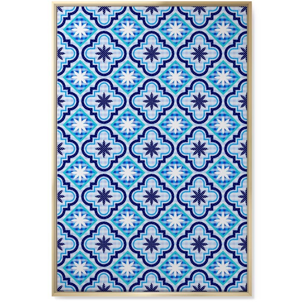 Tile Patchwork - Blue Wall Art, Gold, Single piece, Canvas, 24x36, Blue