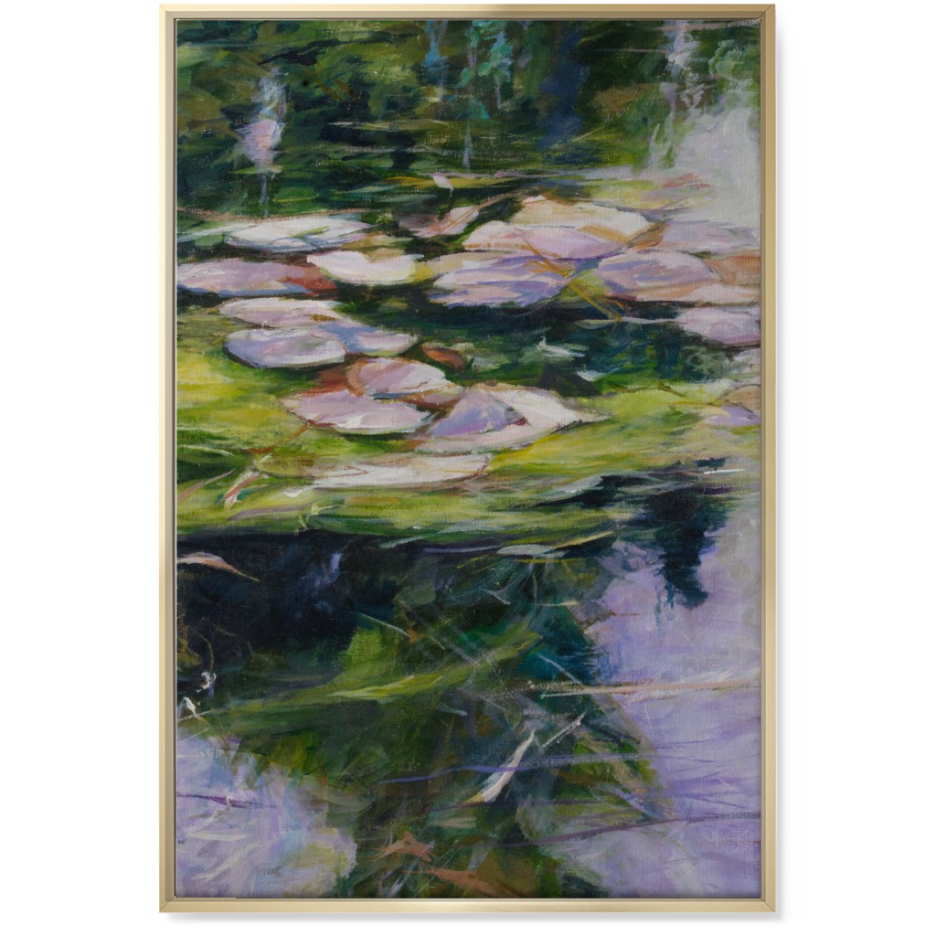 Waterlilies Painting Wall Art, Gold, Single piece, Canvas, 24x36, Green, Classic Green