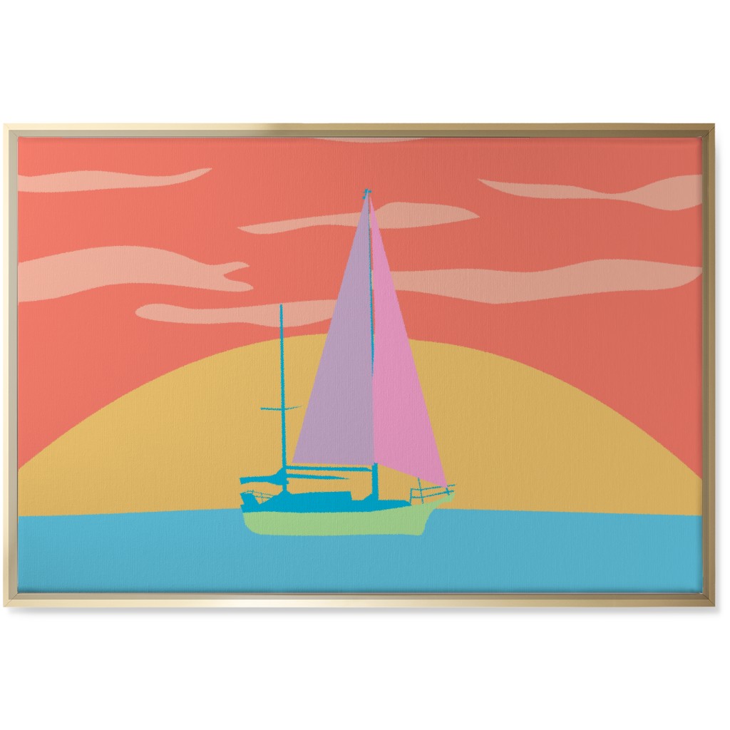 Minimalist Sunset Sail - Bold Wall Art, Gold, Single piece, Canvas, 24x36, Multicolor