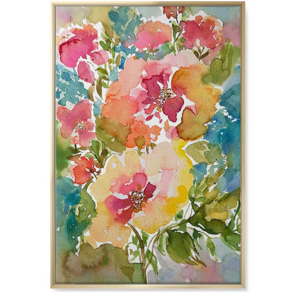 Summer Floral Mart - Multi Wall Art, Gold, Single piece, Canvas, 24x36, Multicolor