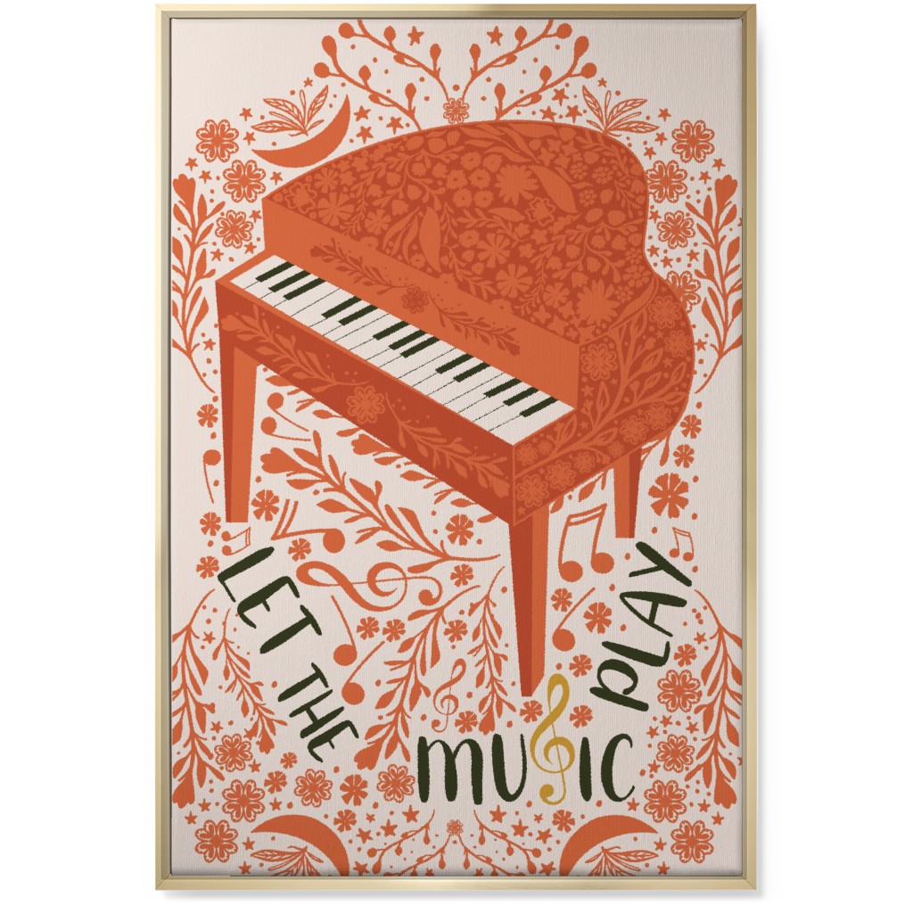 Let the Music Play - Red Wall Art, Gold, Single piece, Canvas, 24x36, Pink