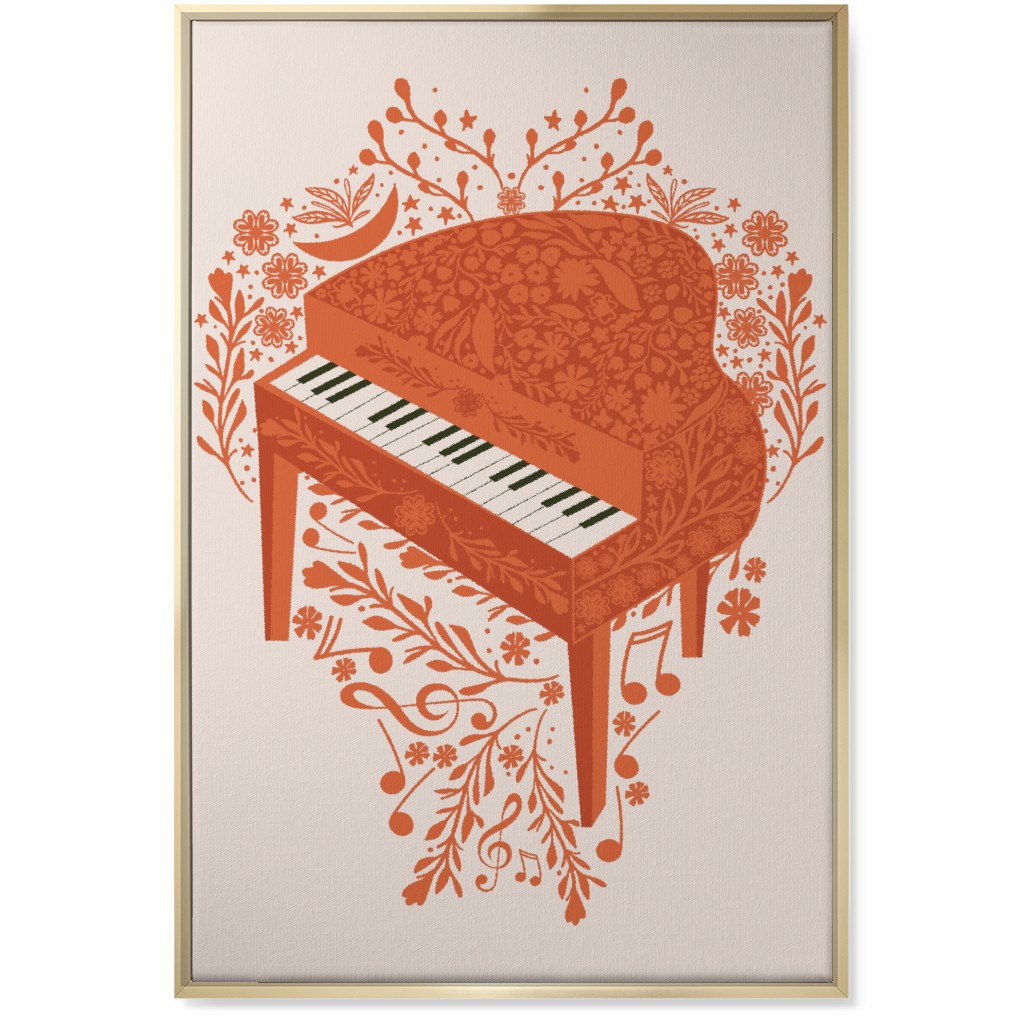 the Grand Piano - Red Wall Art, Gold, Single piece, Canvas, 24x36, Red