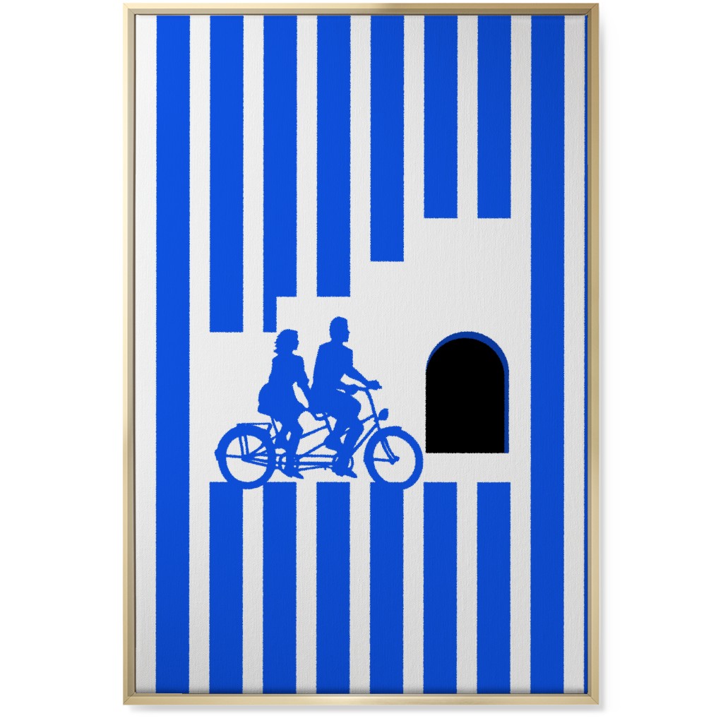Riders Minimal Artwork - Blue Wall Art, Gold, Single piece, Canvas, 24x36, Blue