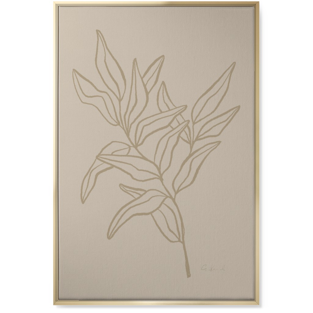 Botanical Eucalyptus Branch I Wall Art, Gold, Single piece, Canvas, 24x36, Beige