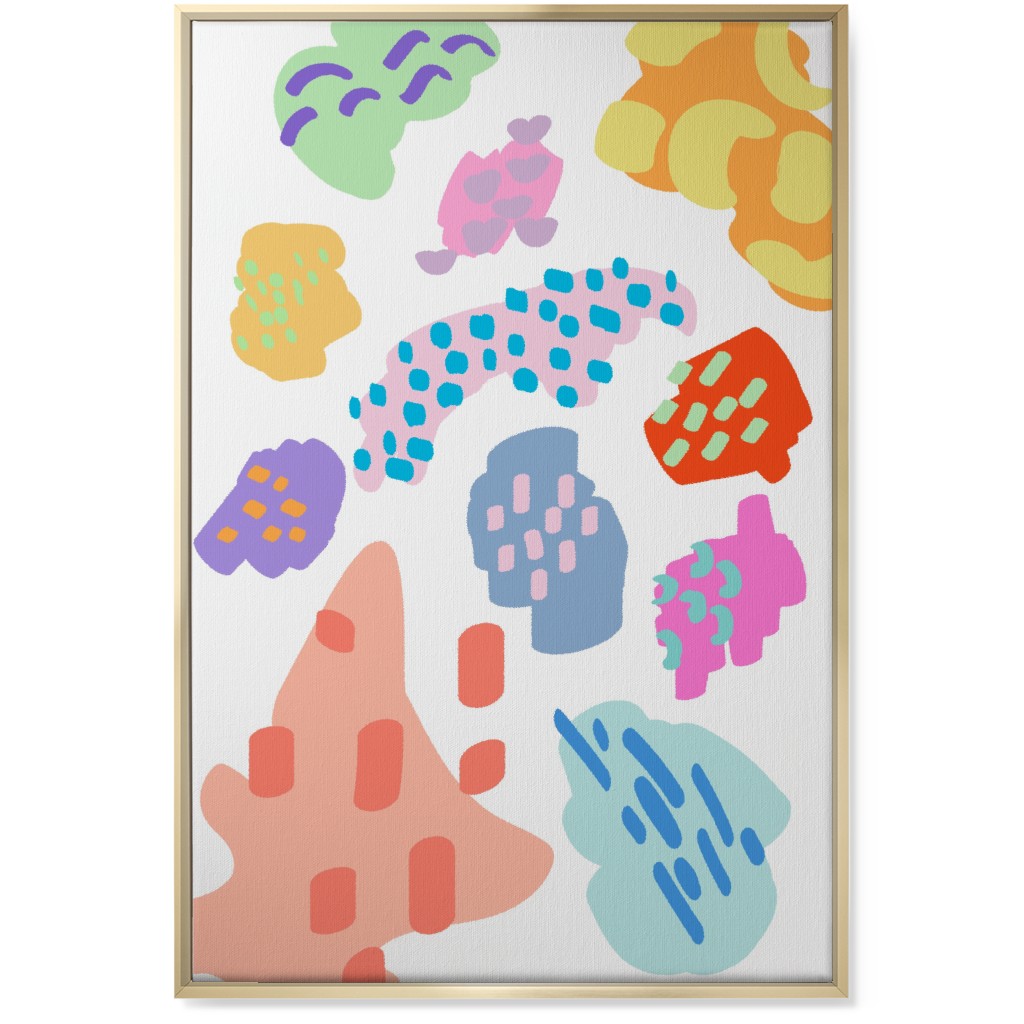 Painterly Abstract Blobs - Pastel Wall Art, Gold, Single piece, Canvas, 24x36, Multicolor