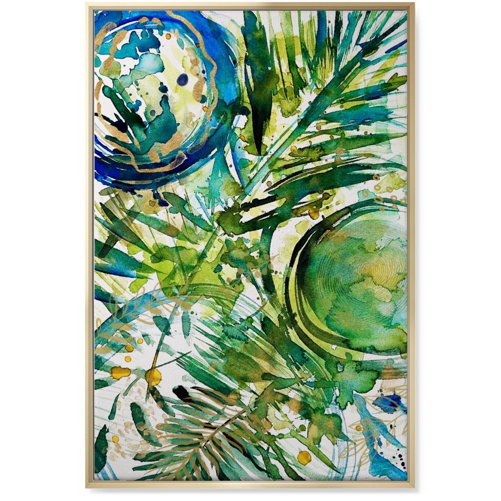 Paradise - Green and Blue Wall Art, Gold, Single piece, Canvas, 24x36, Green