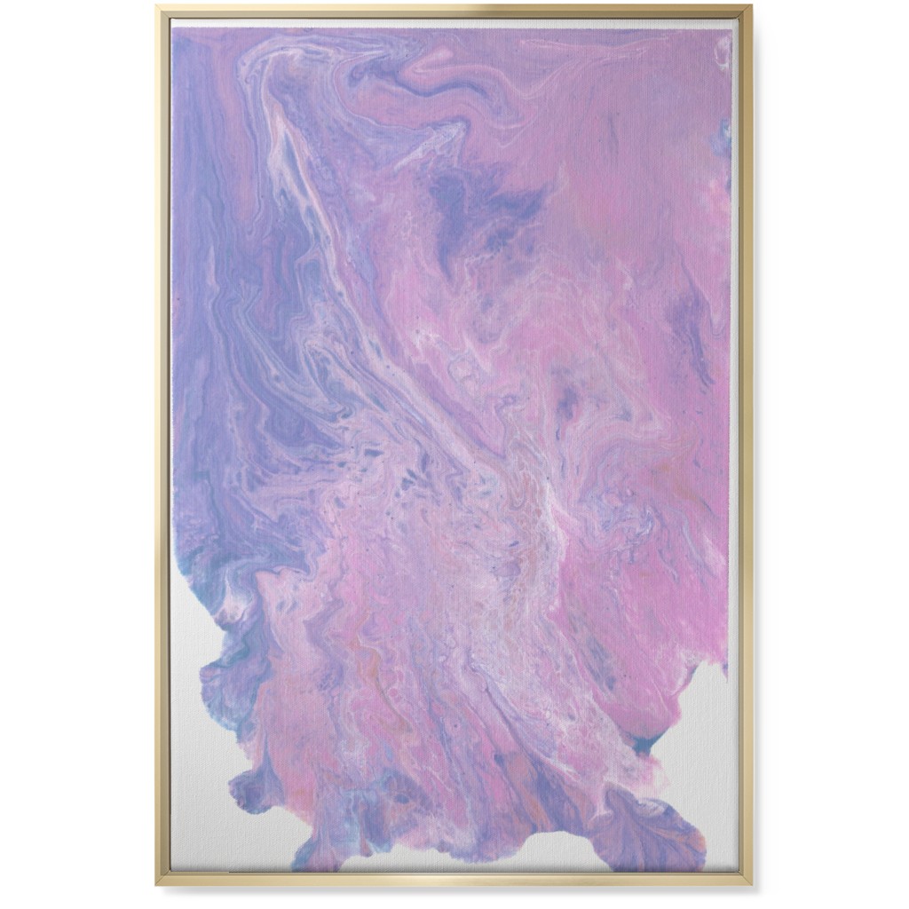 Acrylic Pour Abstract - Purple and Pink Wall Art, Gold, Single piece, Canvas, 24x36, Purple