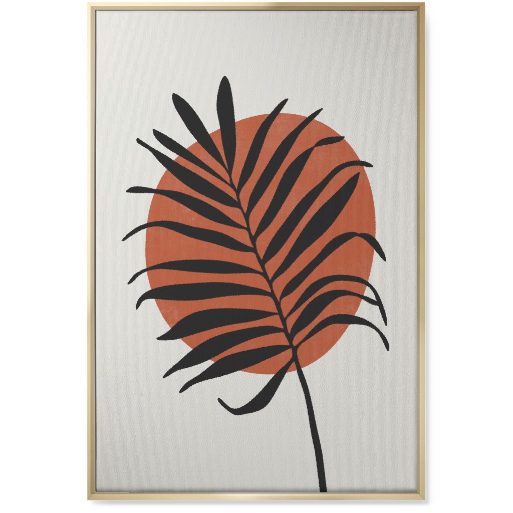 Abstract Leaf Frond - Terracotta and Ivory Wall Art, Gold, Single piece, Canvas, 24x36, Brown