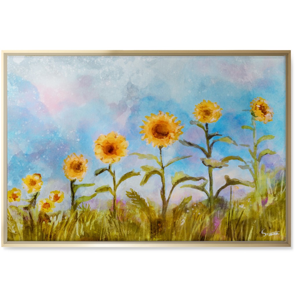 the Sunflower Field Wall Art, Gold, Single piece, Canvas, 24x36, Multicolor