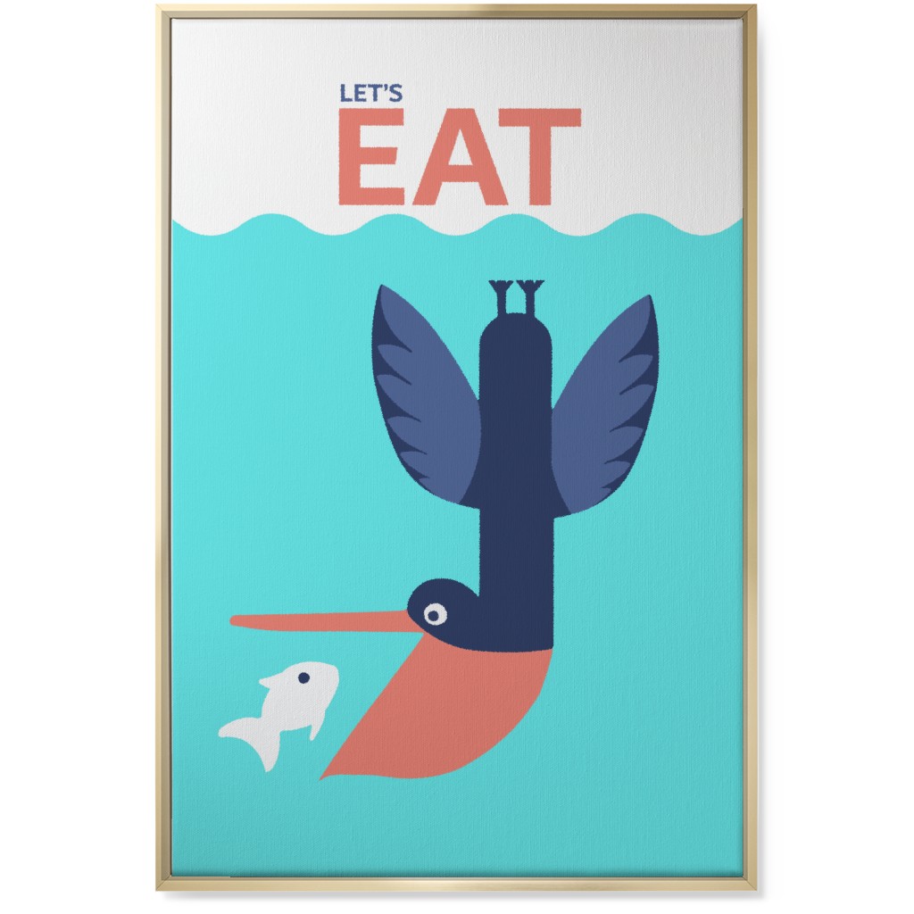 Let's Eat - Blue Wall Art, Gold, Single piece, Canvas, 24x36, Blue, True Blue
