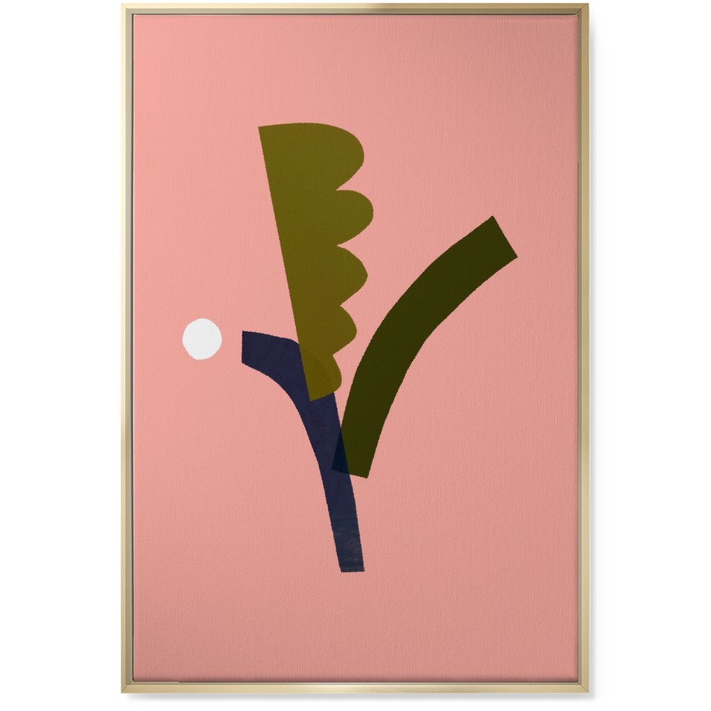 Leaves - Pink Wall Art, Gold, Single piece, Canvas, 24x36, Pink