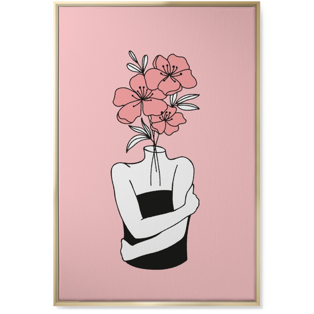 Self Love Feminine Abstract - Pink Wall Art, Gold, Single piece, Canvas, 24x36, Pink