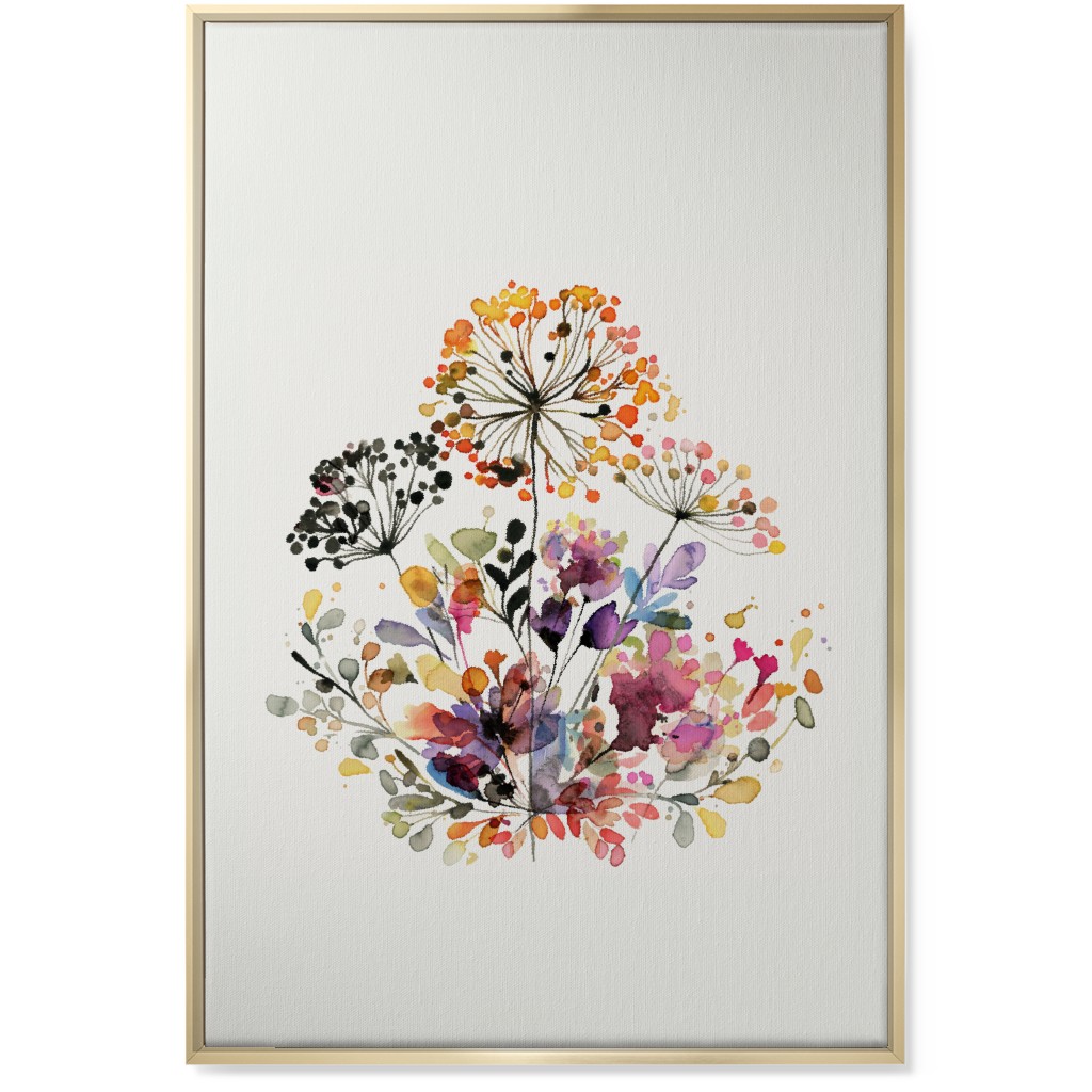 Wild Florals & Grasses - Multi Wall Art, Gold, Single piece, Canvas, 24x36, Multicolor