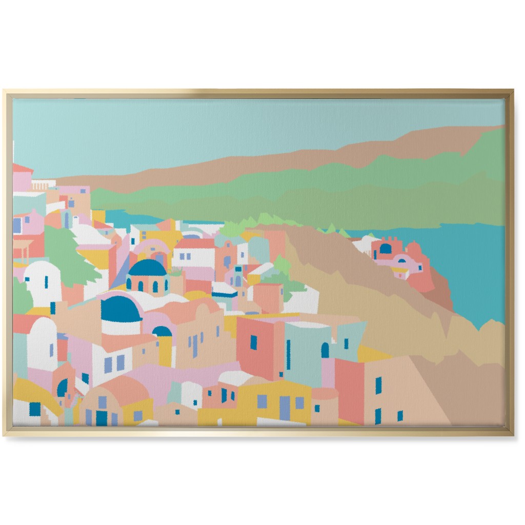 Santorini Sunset - Multi Wall Art, Gold, Single piece, Canvas, 24x36, Multicolor