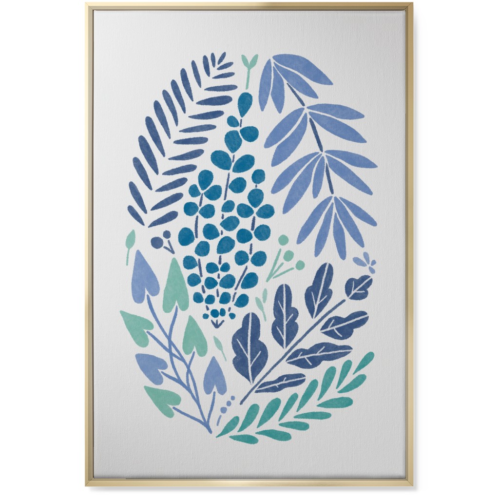 Botanical Composition Wall Art, Gold, Single piece, Canvas, 24x36, Blue