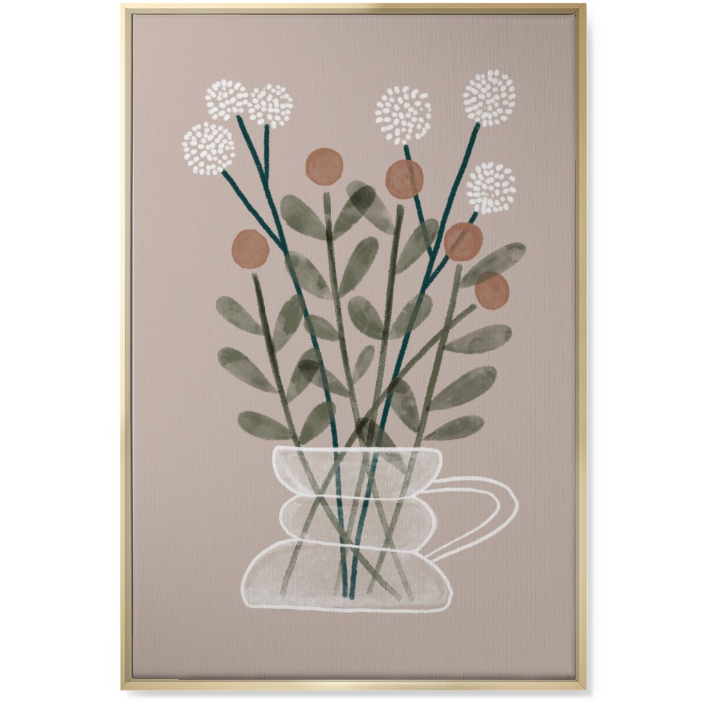 Coffee Pot Plants - Beige Wall Art, Gold, Single piece, Canvas, 24x36, Beige