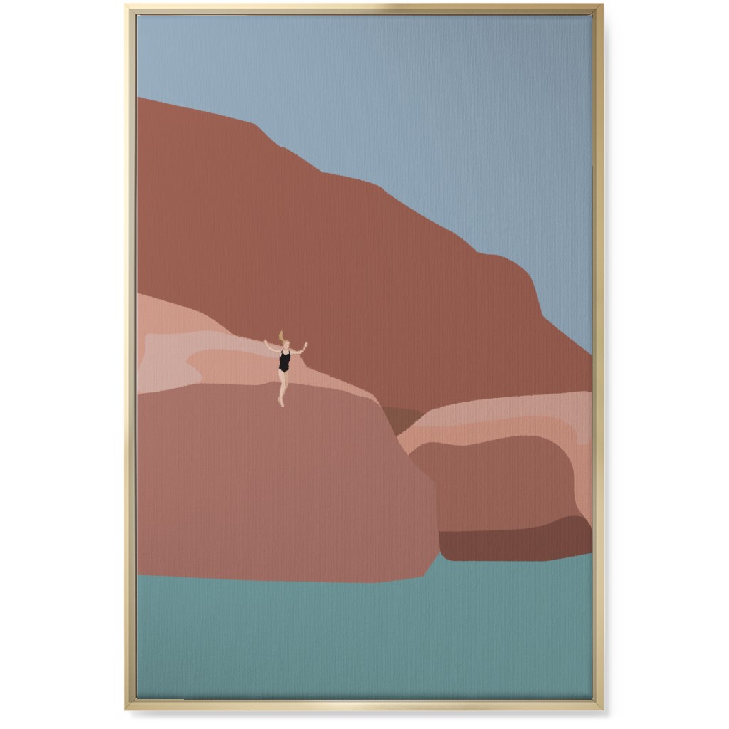 Jump! - Multi Wall Art, Gold, Single piece, Canvas, 24x36, Pink, Bright Pink