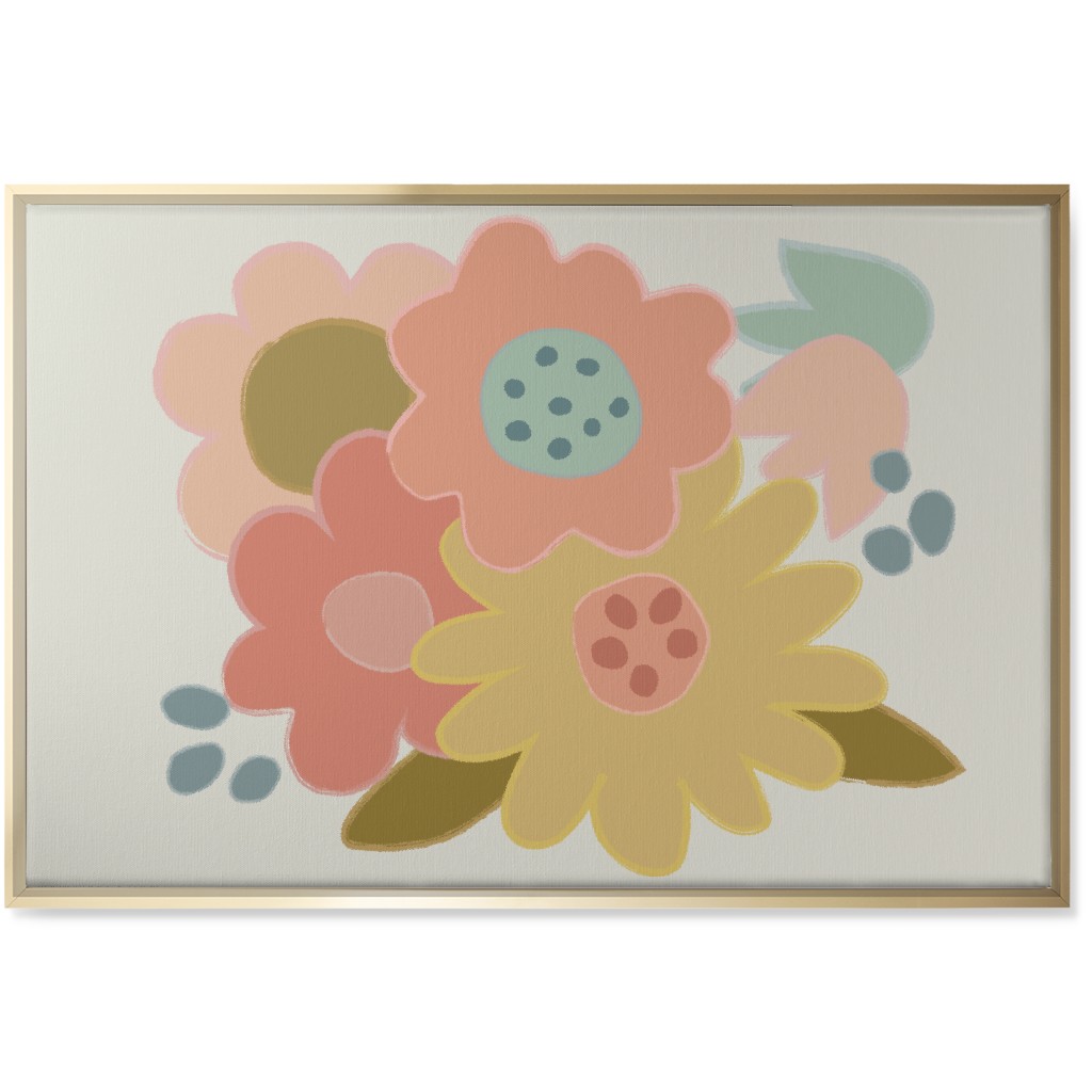 Bold Flowers - Bright Wall Art, Gold, Single piece, Canvas, 24x36, Multicolor