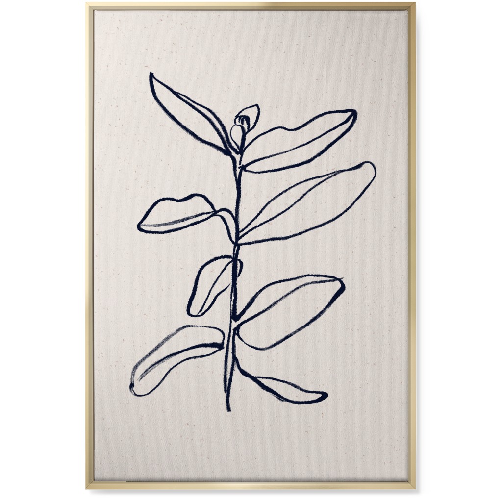 Plant Line Art - Neutral Wall Art, Gold, Single piece, Canvas, 24x36, Beige