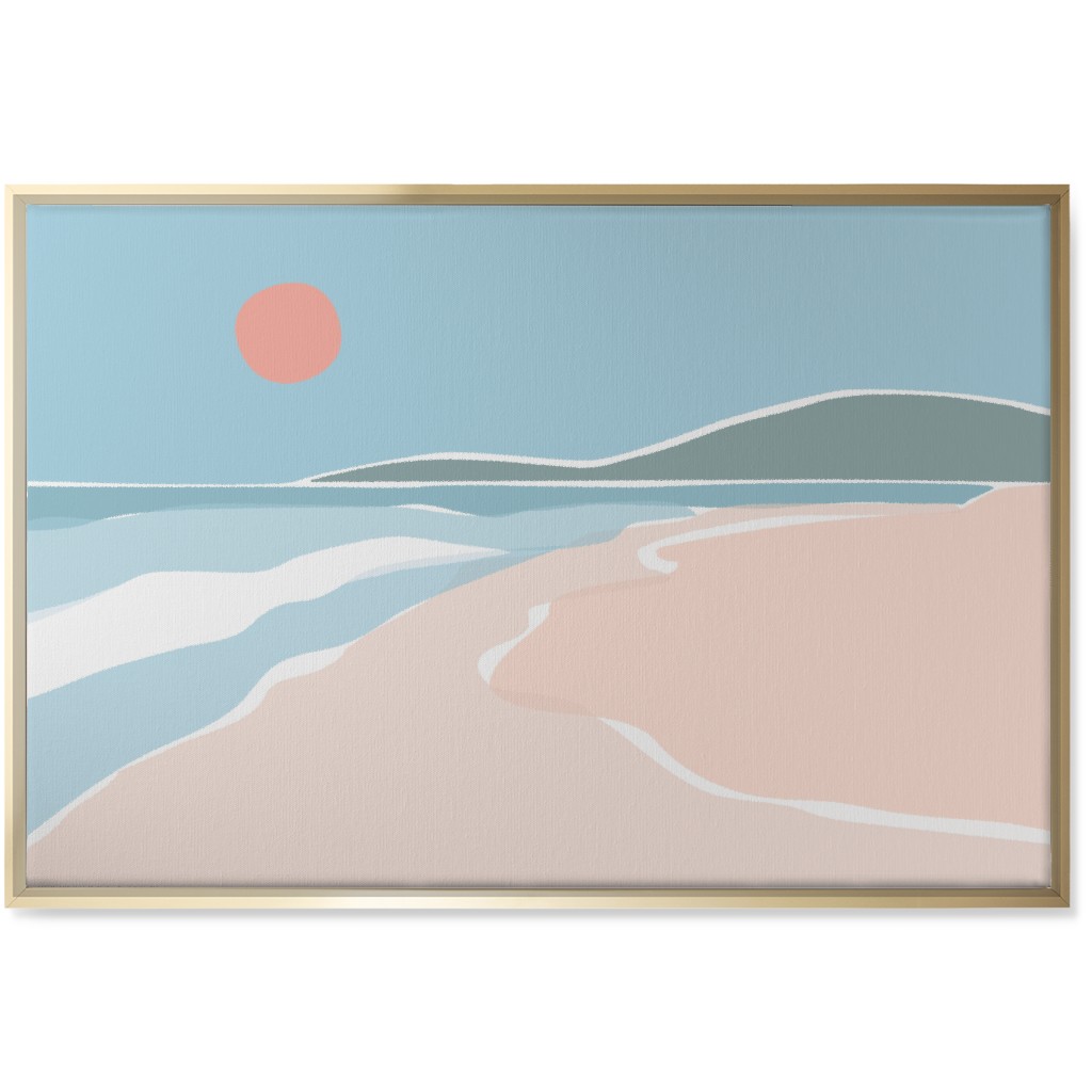 Beach Night Wall Art, Gold, Single piece, Canvas, 24x36, Blue