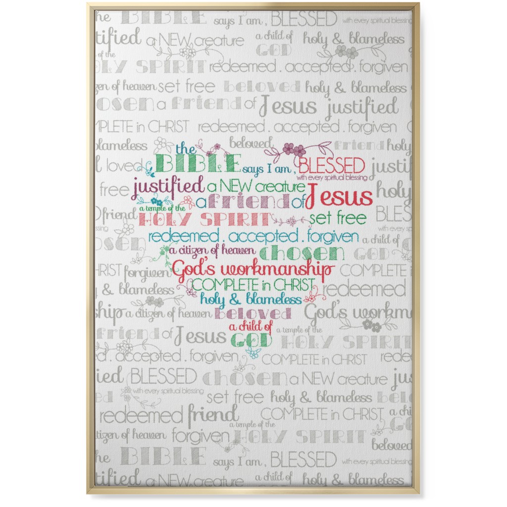 the Bible Says I Am - Multi on Neutral Wall Art, Gold, Single piece, Canvas, 24x36, Gray, Gray