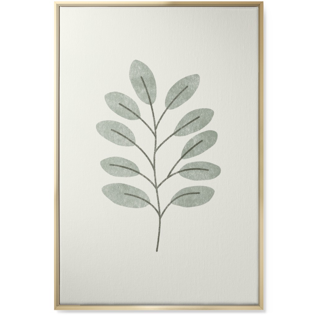 Botanical Greenery - Green Wall Art, Gold, Single piece, Canvas, 24x36, Gray