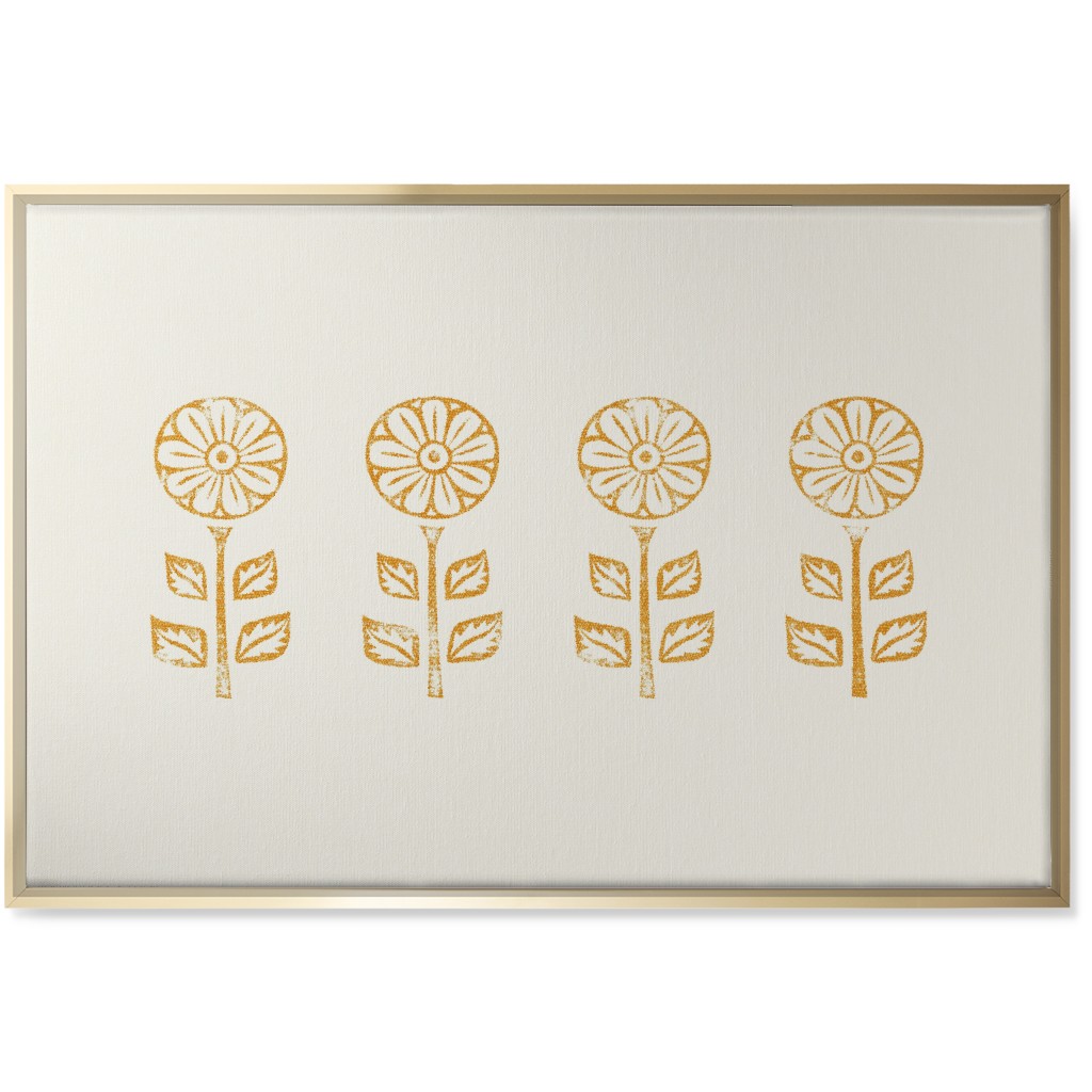 Floral Block Print Ii Wall Art, Gold, Single piece, Canvas, 24x36, Yellow, Marigold