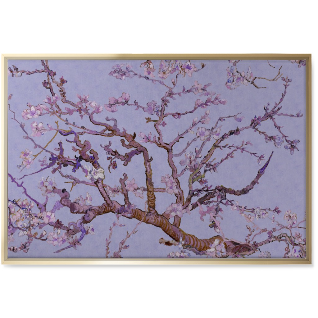 Almond Blossom - Purple Wall Art, Gold, Single piece, Canvas, 24x36, Purple
