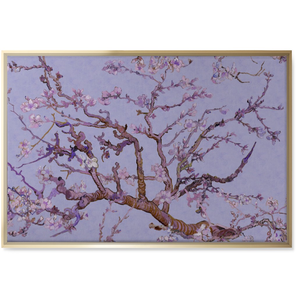 Almond Blossom - Purple Wall Art, Gold, Single piece, Canvas, 24x36, Purple, Purple