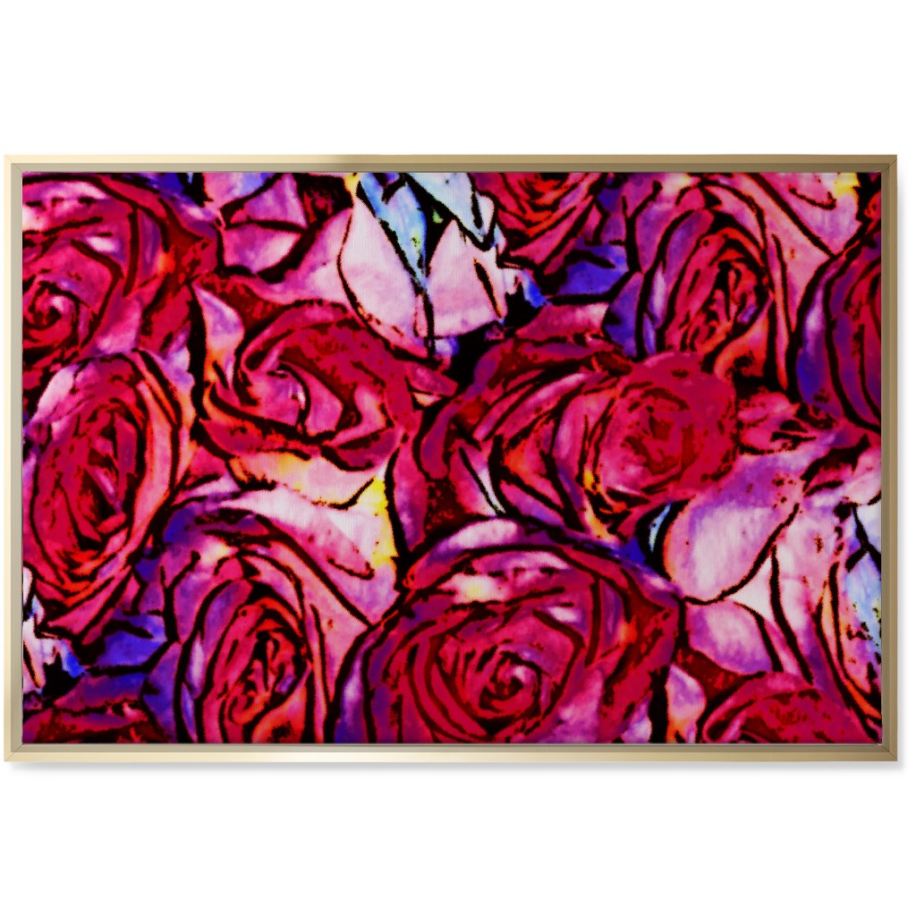 David's Roses - Pink Wall Art, Gold, Single piece, Canvas, 24x36, Pink