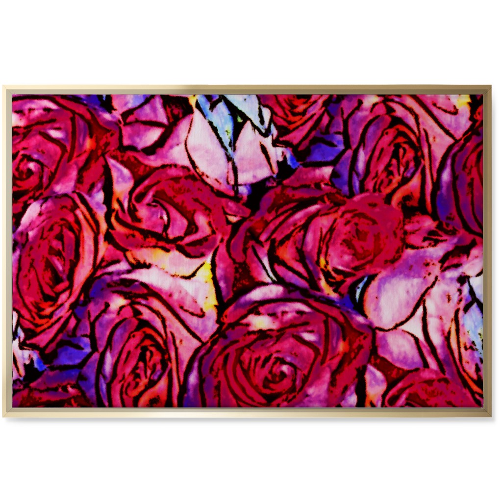David's Roses - Pink Wall Art, Gold, Single piece, Canvas, 24x36, Pink, Bright Pink