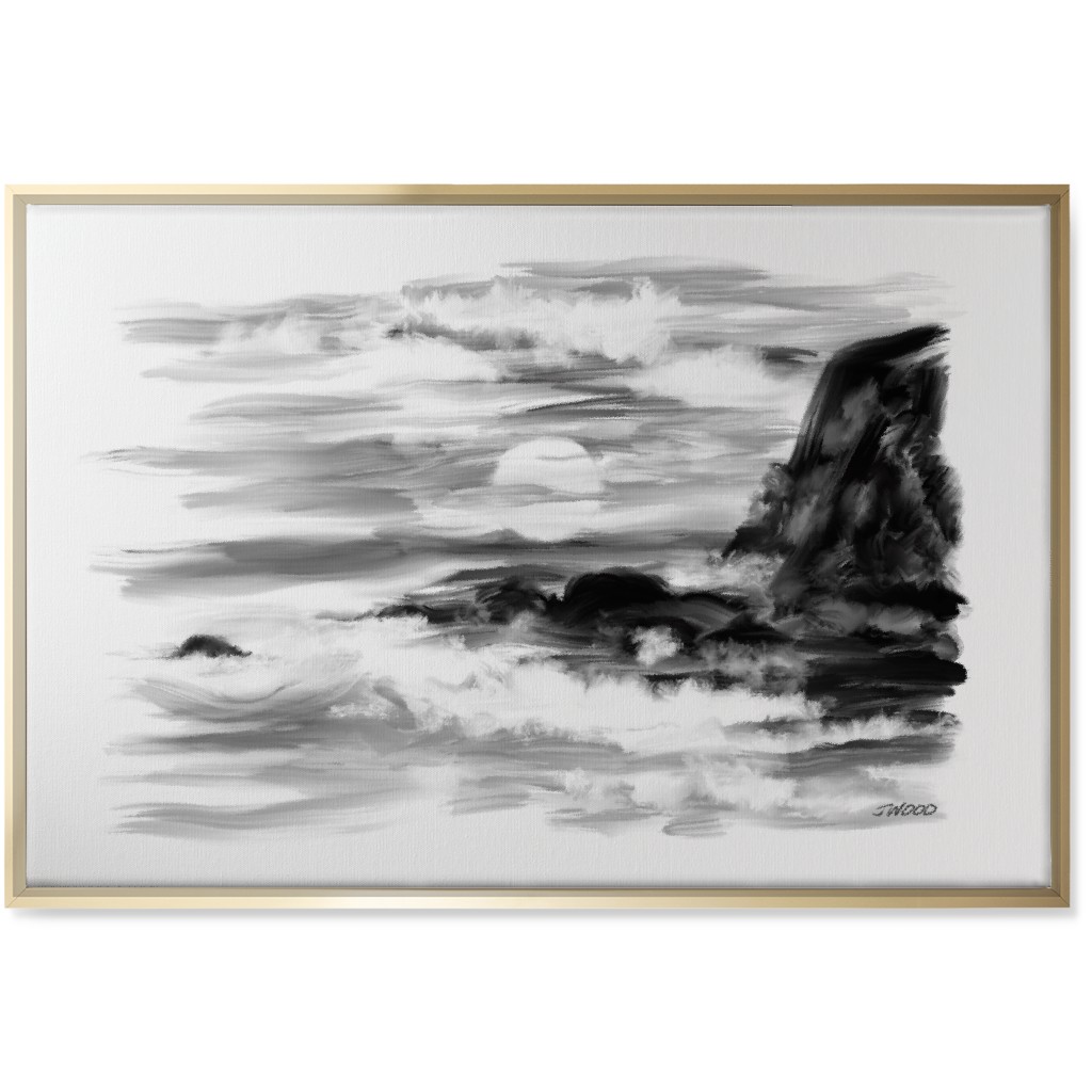 Stormy - Black and White Wall Art, Gold, Single piece, Canvas, 24x36, Black