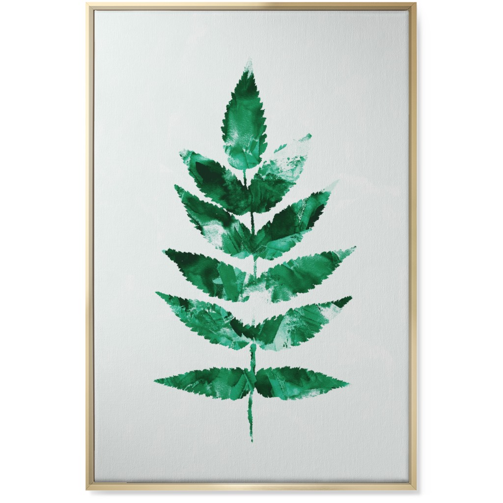 Botanical Leaf Wall Art, Gold, Single piece, Canvas, 24x36, Green