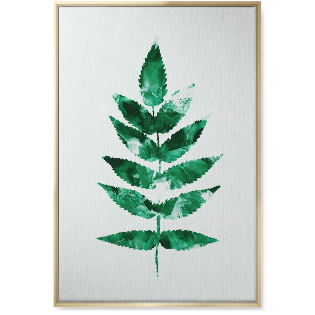 Botanical Leaf Wall Art, Gold, Single piece, Canvas, 24x36, Green, Verdant