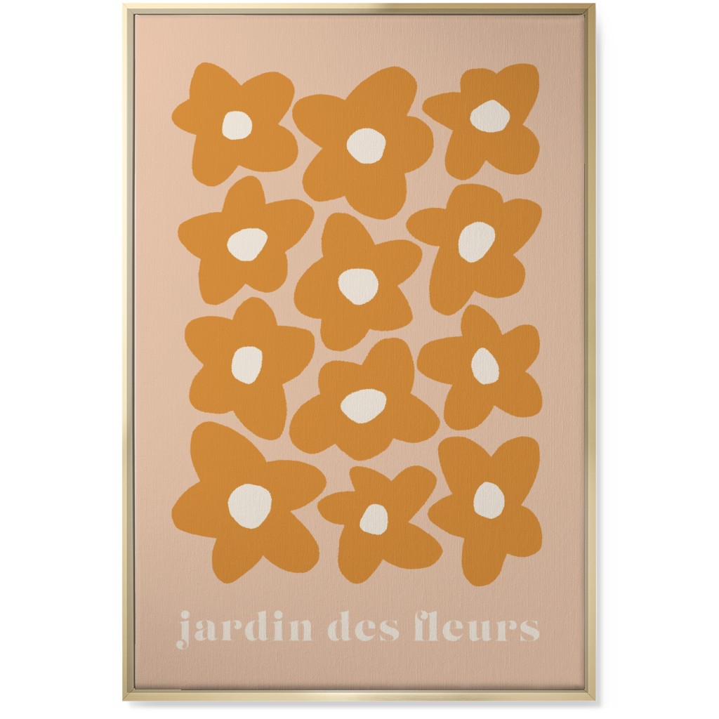 Botanical Graphic Retro Flower Garden Wall Art, Gold, Single piece, Canvas, 24x36, Orange, Citrus